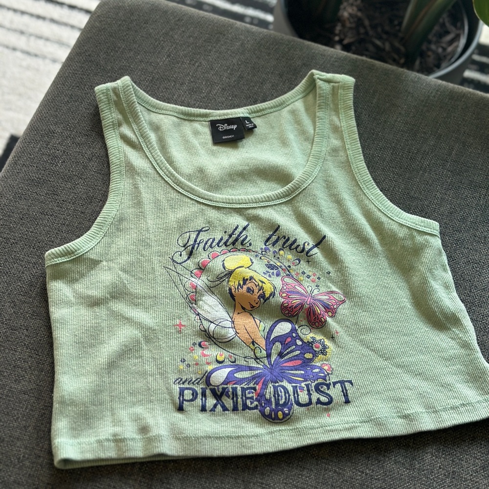 Disney Women's Mint Green Tinkerbell Crop Top